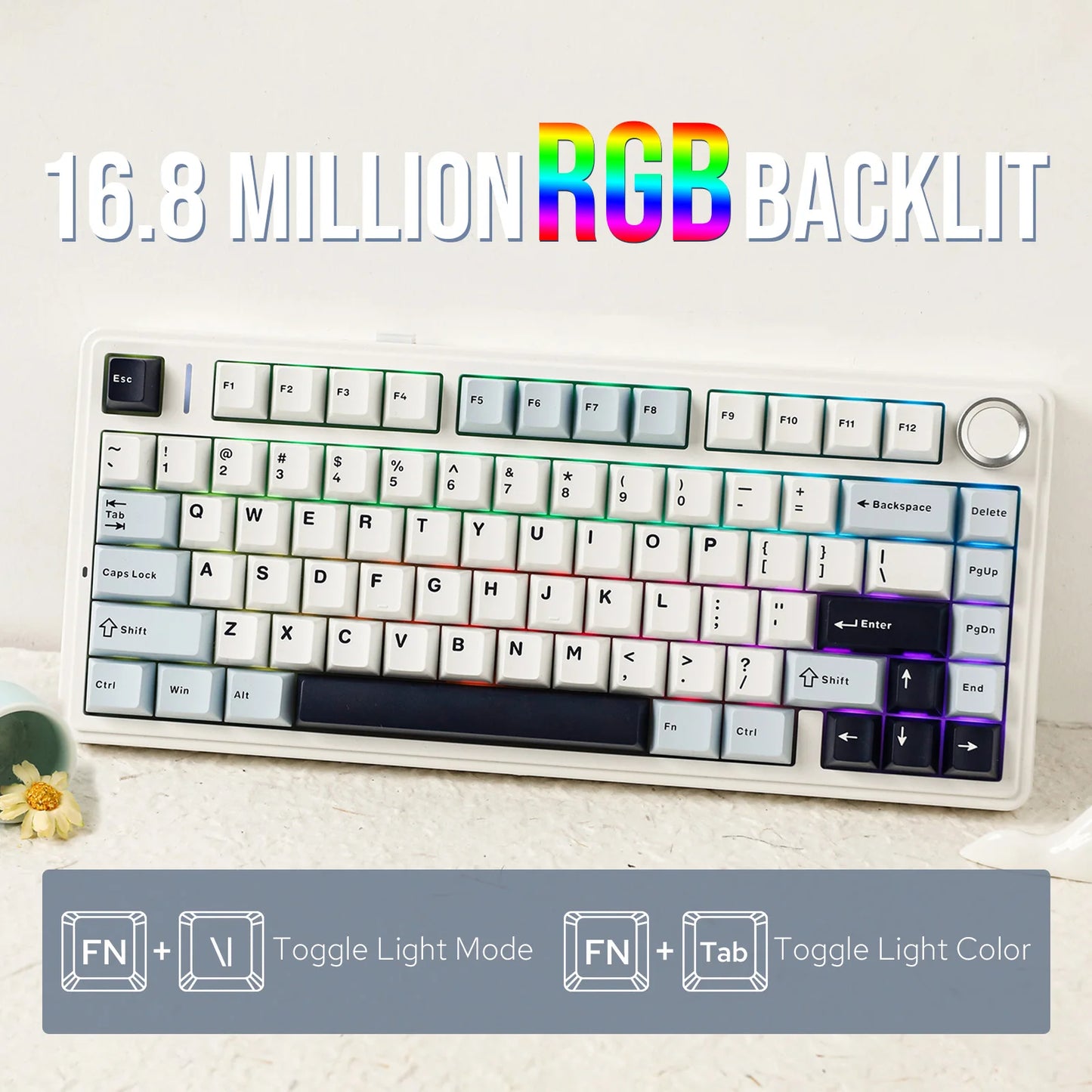 EPOMAKER x AULA F75 – Teclado Mecánico 75% Inalámbrico Hot-Swap (Bluetooth / 2.4G / USB-C)