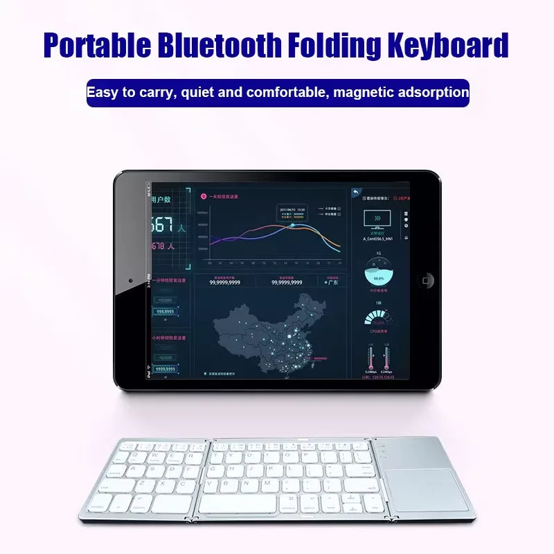 Teclado Bluetooth Plegable con Touchpad – Compatible con iOS, Android y Windows