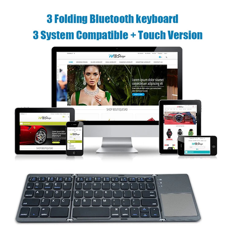 Teclado Bluetooth Plegable con Touchpad – Compatible con iOS, Android y Windows