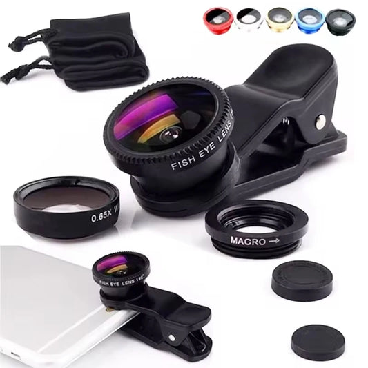 Lente de Cámara 3 en 1 con Clip – Compatible con iPhone, Xiaomi, Huawei