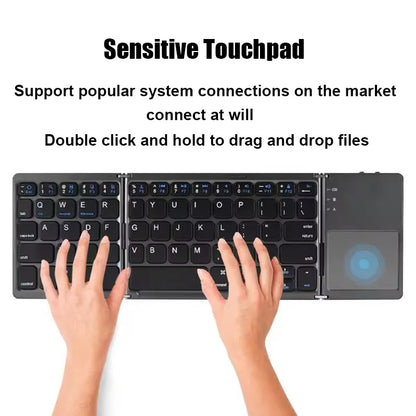 Teclado Bluetooth Plegable con Touchpad – Compatible con iOS, Android y Windows