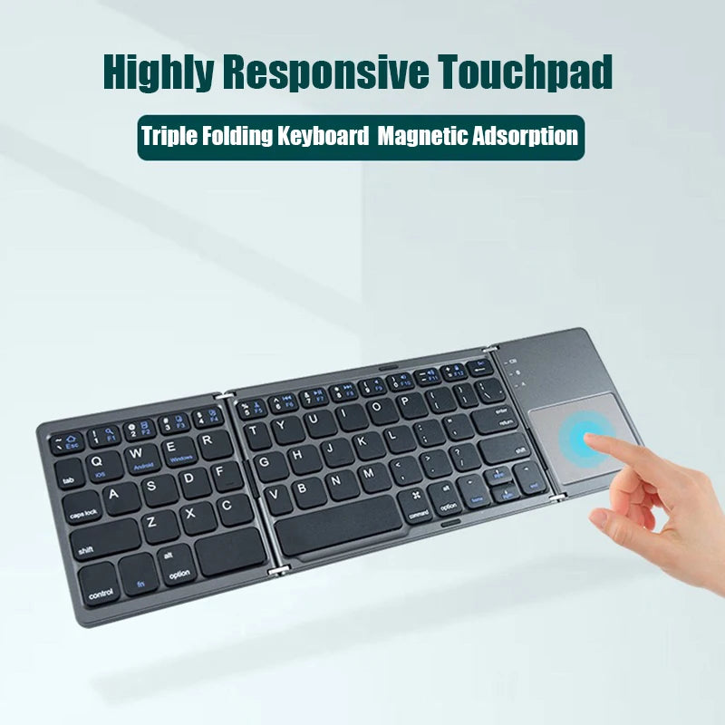 Teclado Bluetooth Plegable con Touchpad – Compatible con iOS, Android y Windows