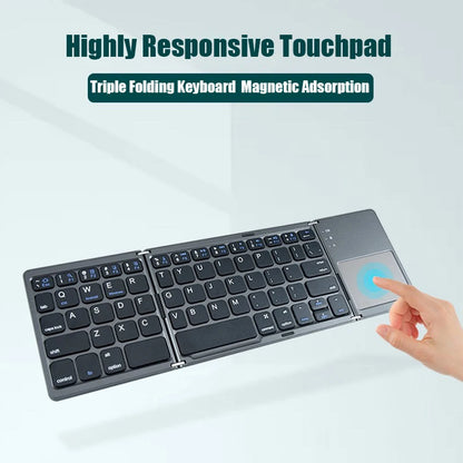 Teclado Bluetooth Plegable con Touchpad – Compatible con iOS, Android y Windows